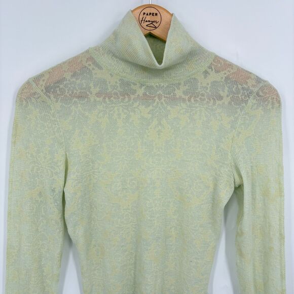 Free People Intimately “You And I” Floral Turtleneck Thermal, Sz XS, Light Green - Picture 5 of 11
